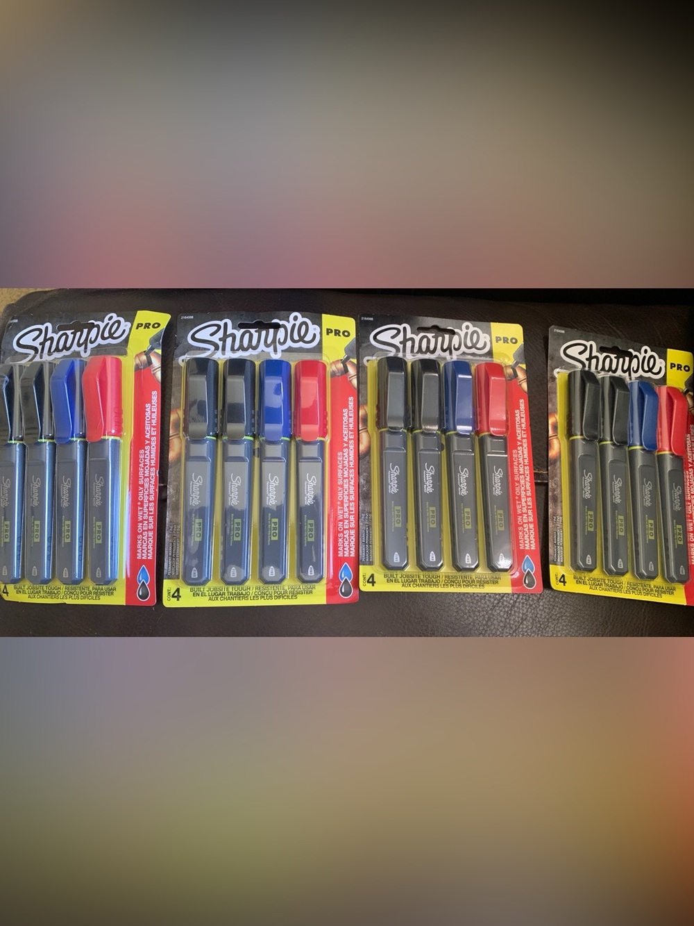 Pro Chisel Tip Marker 4-Pack - Black, Blue, Red